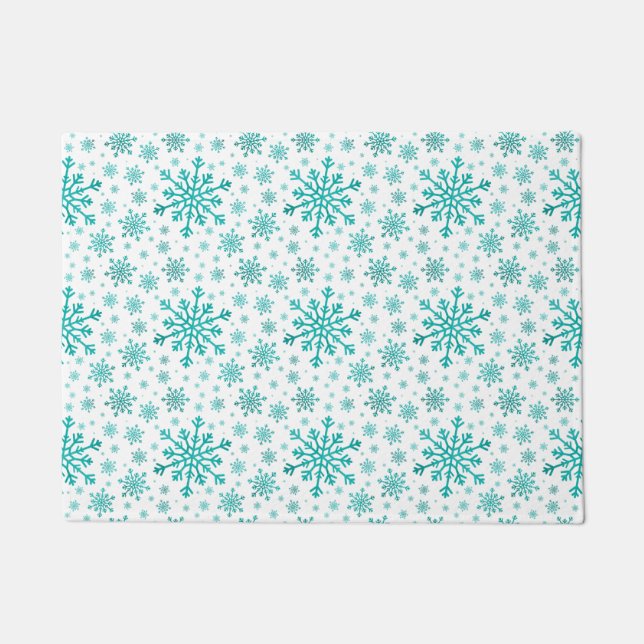 Tapete Pretty Green Christmas Snowflakes on Winter White (Frente)