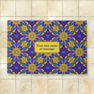 Tapete Proveniência Azul e Girassol Amarelo - Mosaico Rom