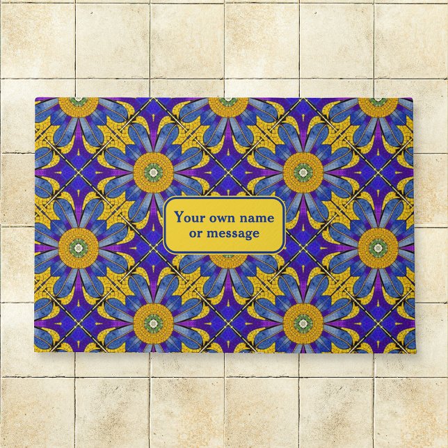 Tapete Proveniência Azul e Girassol Amarelo - Mosaico Rom (Criador carregado)