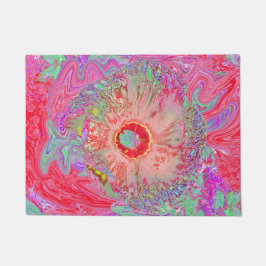 Tapete Psicodélico Retro Coral Arco-Íris Hibiscus