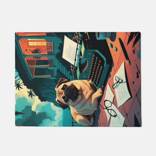 Tapete Pug Dog gentleman vintage (Frente)