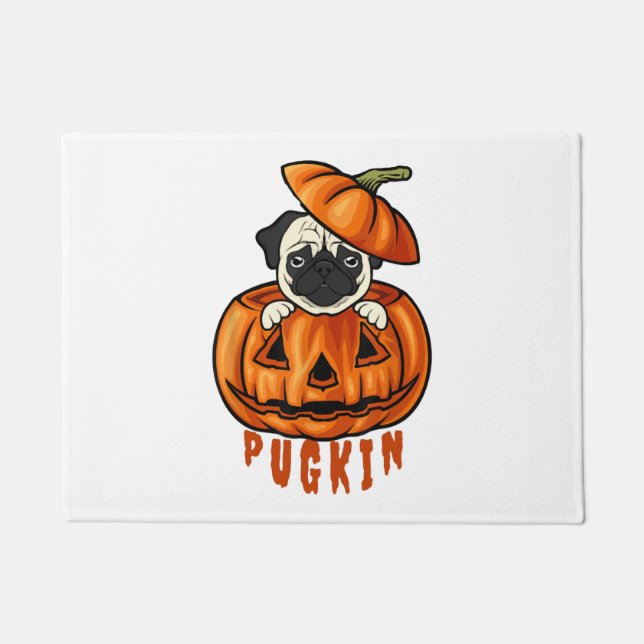 Tapete Pug Pumpkin Halloween Pugkin Costume Para Cachorro (Frente)