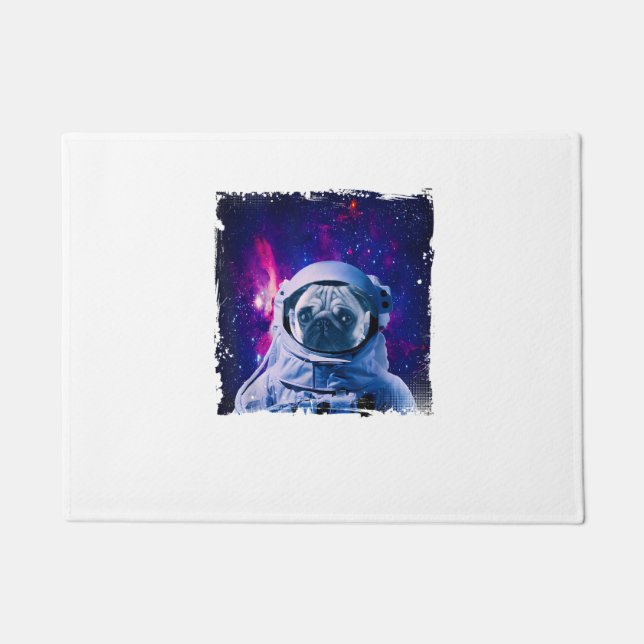 Tapete Pug Space Dog Astronaut Galaxy Cães Cães Engraçado (Frente)