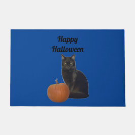 Tapete Pumpkin e Black Cat Feliz Dia das Bruxas Azul