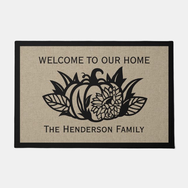 Tapete Pumpkin e Sunflower Welcome (Frente)