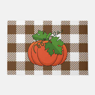 Tapete Pumpkin Laranja no Padrão Marrom Branco Verificado