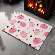 Pumpkin rosa e preto com estrelas Halloween e outo