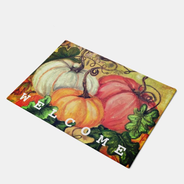Tapete Pumpkins Halloween Doormat Welcome (Inclinado)