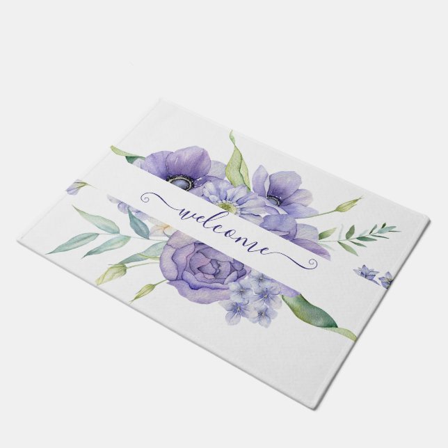 Tapete Púrpura aquarela floral personalizada (Inclinado)