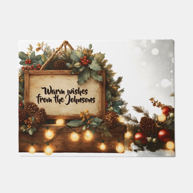 Tapete Quadro de Sinais de Natal Russo com Texto Personal (Frente)