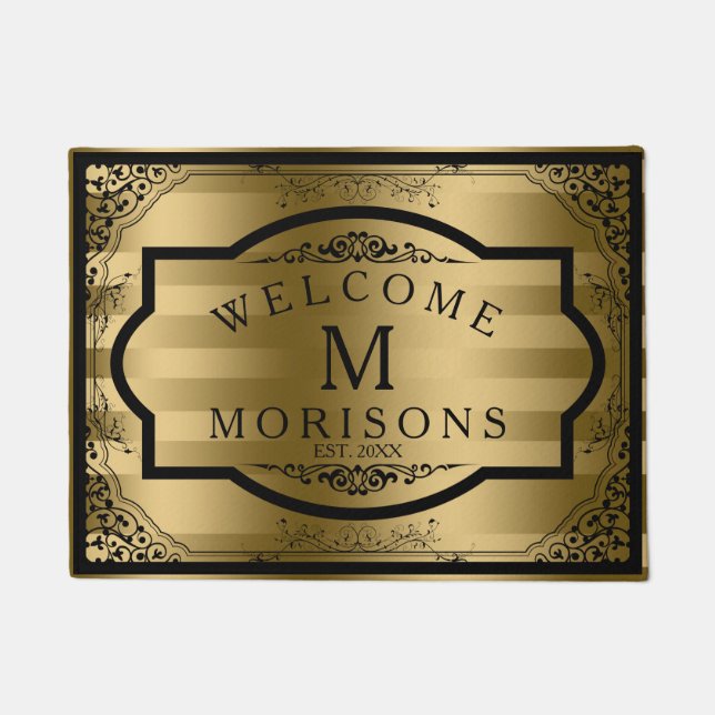 Tapete Quadro Dourado de faixas pretas de espiral de imag (Frente)