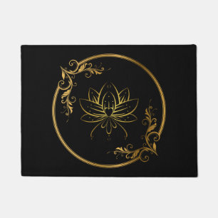 Tapete Quadro Dourado Decorativo Indiano com Flor de Lotu