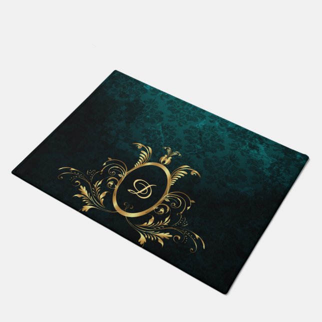 Tapete Quadro dourado personalizado do Damask (Inclinado)