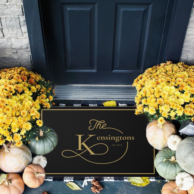 Tapete Qualquer cor | Monograma do Nome da Família Modern (Criador carregado)