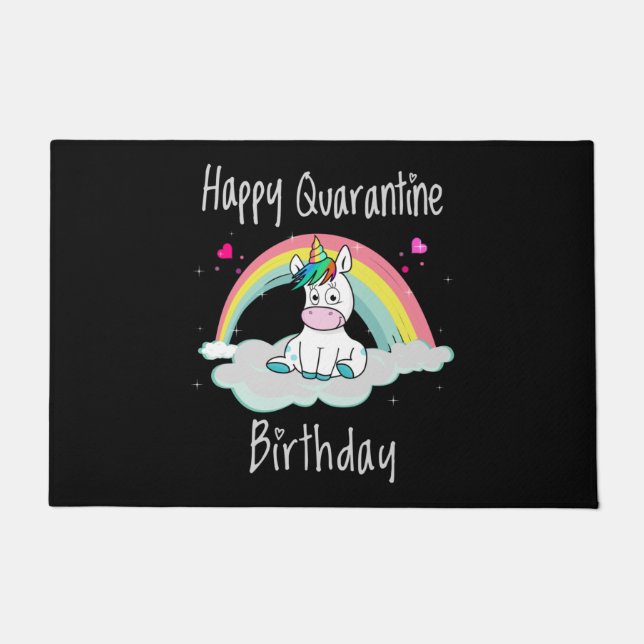 Tapete Quarantine Birthday Unicorn arco-íris (Frente)