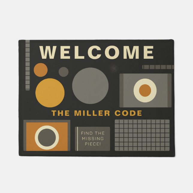 Tapete Quebra-cabeça geométrico com nome de família perso (Frente)