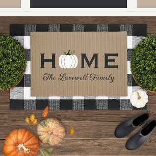 Tapete Queda do Sobrenome Personalizado da Pumpkin White 