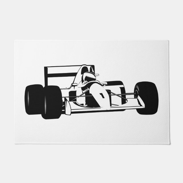 Tapete Race Car Silhouette preto e branco (Frente)