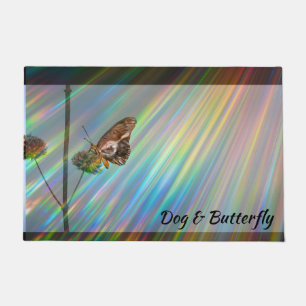 Tapete Rainbow Colors Dog Butterfly Doormat