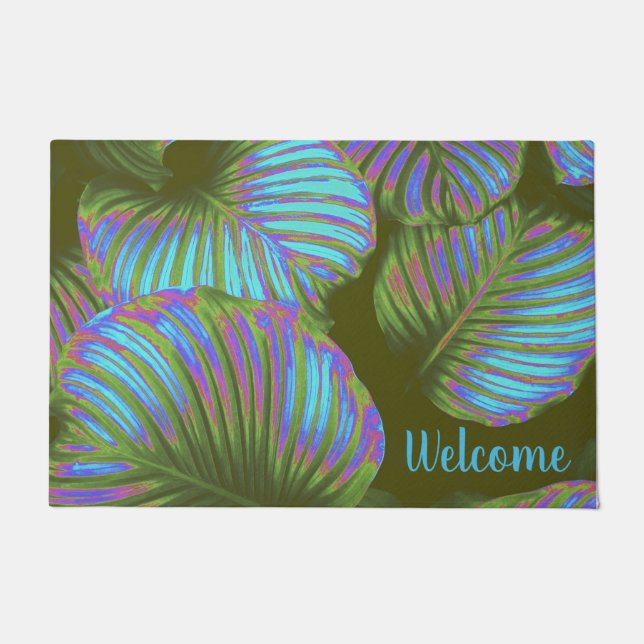 Tapete Rainbow Tropical Sai Da Porta Personalizada (Frente)