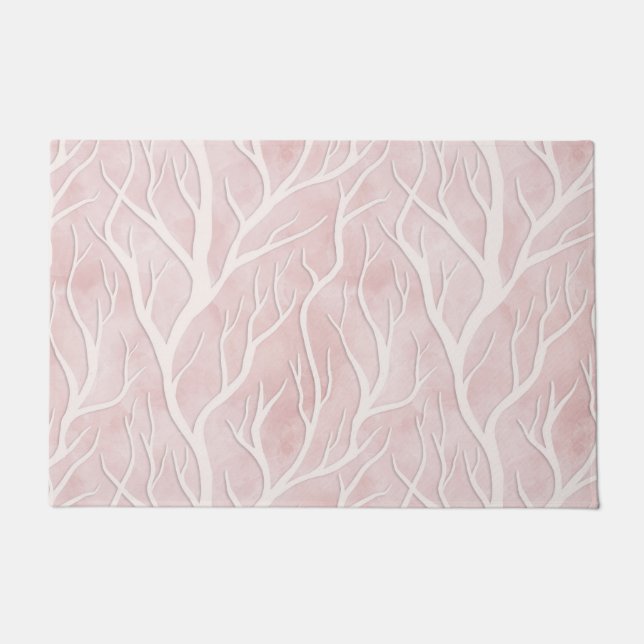 Tapete Ramificações de Árvore Rosa Suave e Creme (Frente)