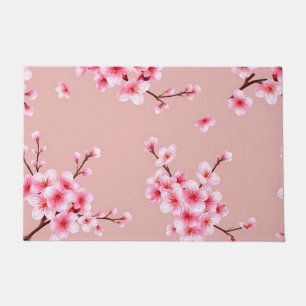 Tapete Ramos de Flor de Cerejeira Rosa Padrão