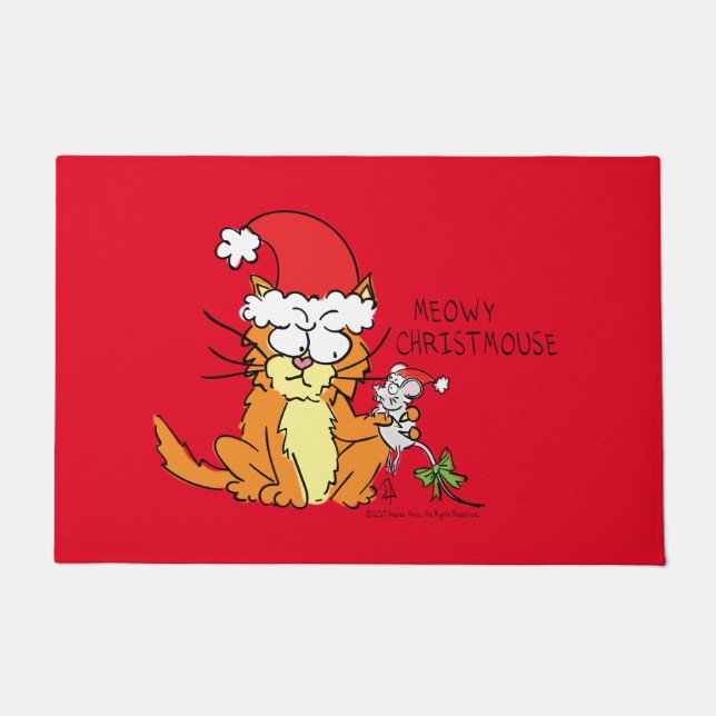 Tapete Rato Gato de Cartografia de Natal Engraçado (Frente)