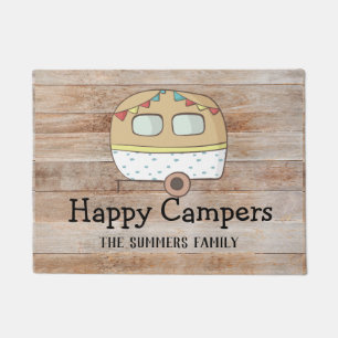 Tapete Reboque de RV Felizes Campistas Família Personaliz