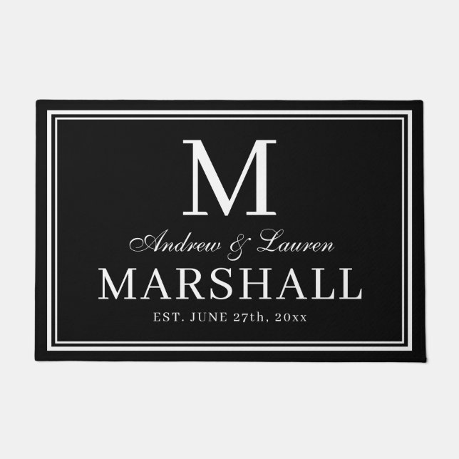 Tapete Recem casados Mínimo de Monograma do Casal Recém-T (Frente)