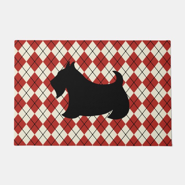 Tapete Red Argyle Scottish Terrier Doormat (Frente)