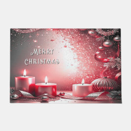 Tapete Red Candles Decorative Christmas Holiday Doormat