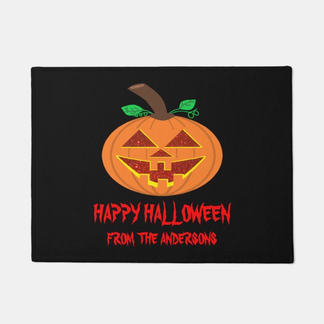 Tapete Red Eyed Happy Halloween Pumpkin Doormat (Frente)
