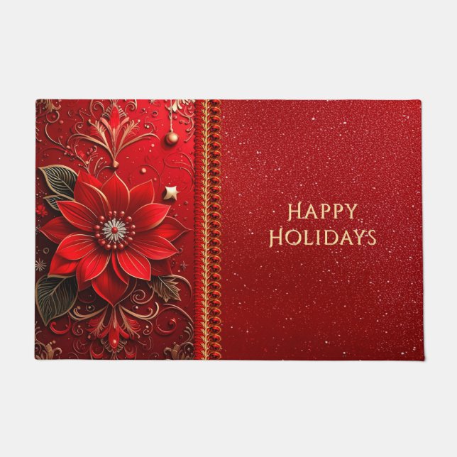 Tapete Red Flower Holiday Doormat (Frente)