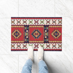 Tapete Red Green Beige Black White Rug Kilim