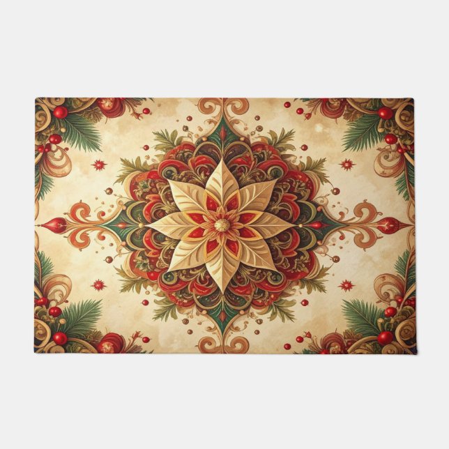 Tapete Red Green Decorative Holiday Doormat (Frente)