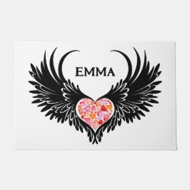 Tapete Red heart angel black wings