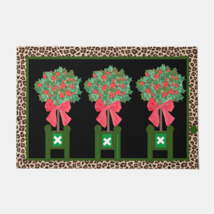 Tapete Red Leopard Holly Berry Chinoiserie Doormat