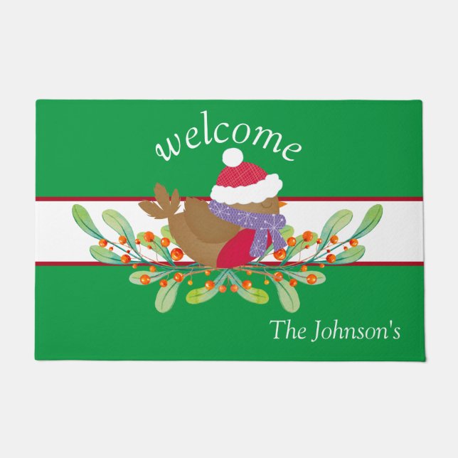 Tapete Red Robin Floral Door Mat (Frente)