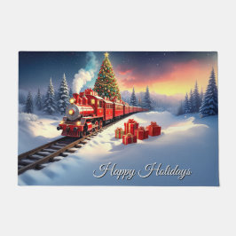 Tapete Red Train Christmas Tree Holiday Doormat