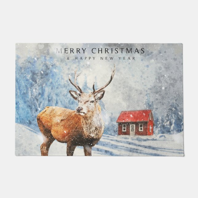 Tapete Red Winter Woodland Cabine c/Deer Felry Christmas (Frente)