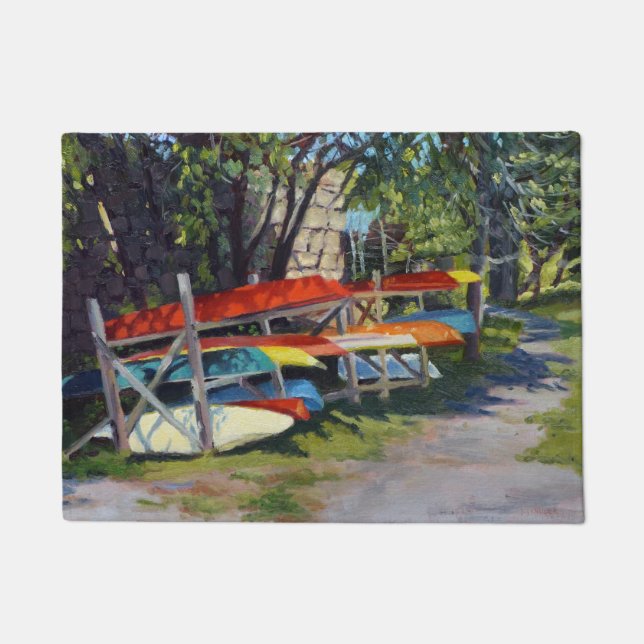 Tapete Red Yellow Blue Kayaks Rockport Maine (Frente)