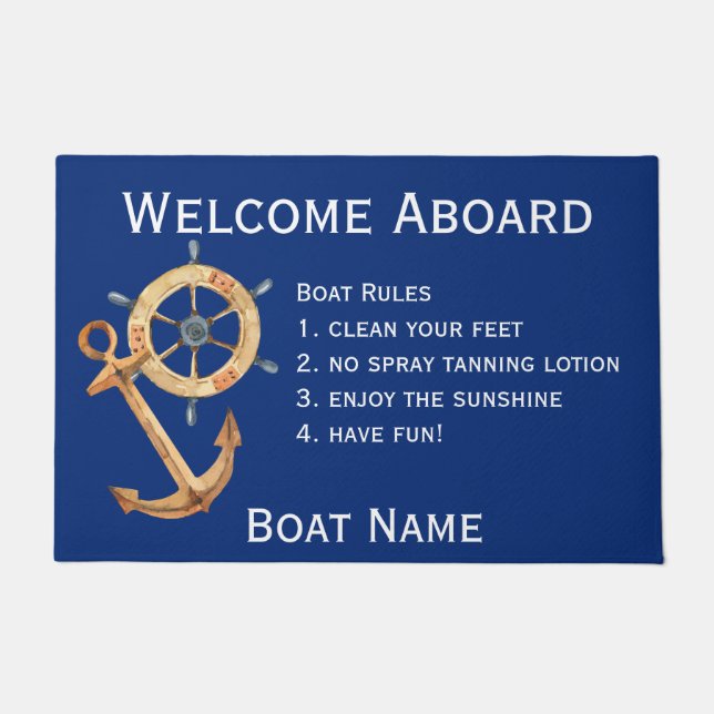 Tapete Regras de Nome de Embarcação de Boas-Vindas (Frente)