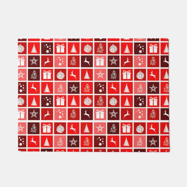 Tapete Reindeer de Árvore Fresca de Natal Vermelho (Frente)