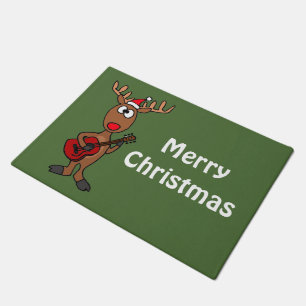 Tapete Rena engraçada do Natal que joga o Doormat da