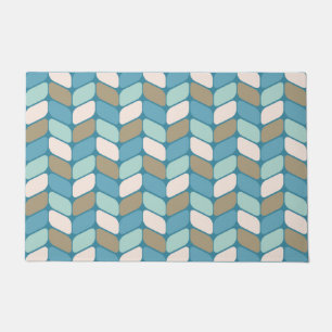 Tapete Retângulos Diagonais Vintage Azul Dourado Branco C