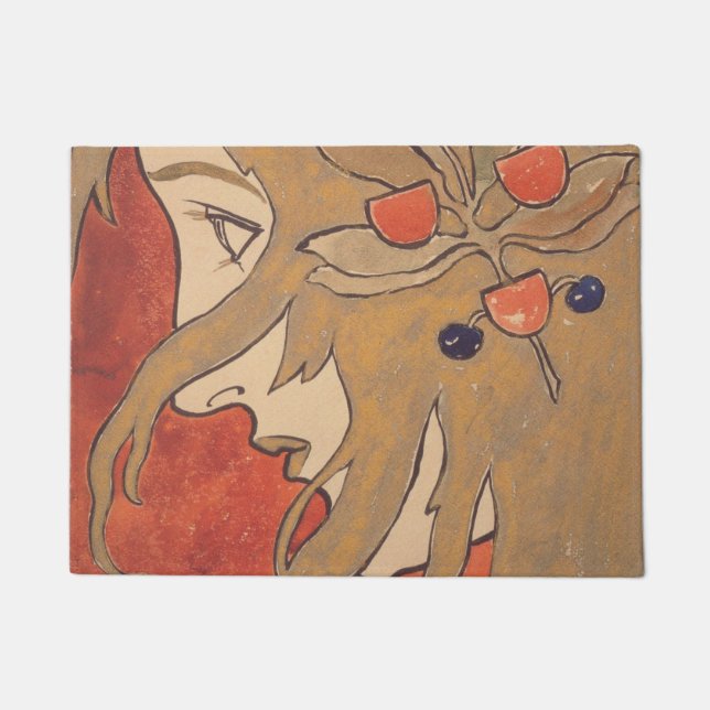 Tapete Retrato de uma Bela Menina em Vermelho (Art Nouvea (Frente)