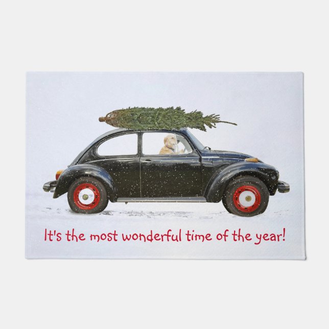 Tapete Retriever de ouro no Carro Antigo (Frente)