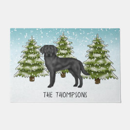 Tapete Retriever Labrador Preto Floresta de Inverno Nome 