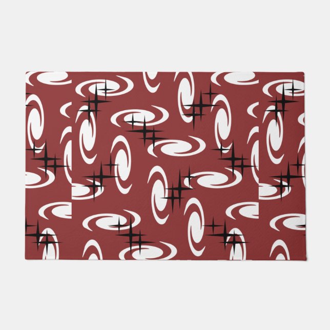Tapete Retro Atomic Agirls Stars Patterno Burgundy (Frente)