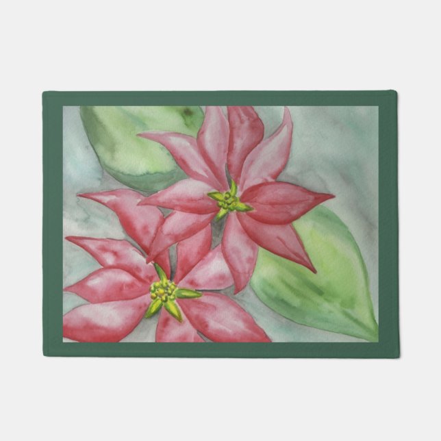 Tapete Retro Christmas Poinsettias Doormat (Frente)